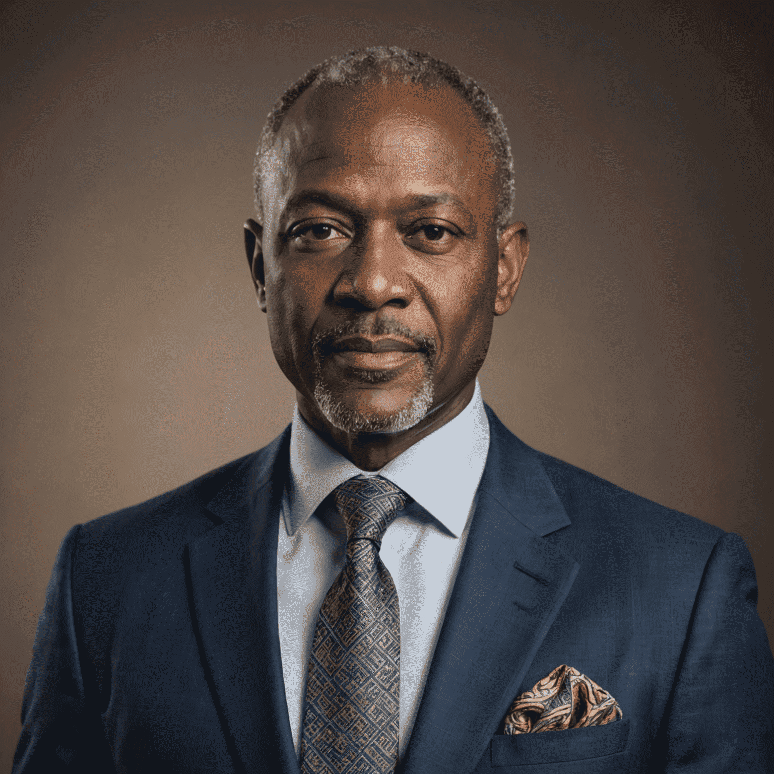 Portrait of AfricaInsight's founder, a professional-looking man in his 50s wearing a suit and tie