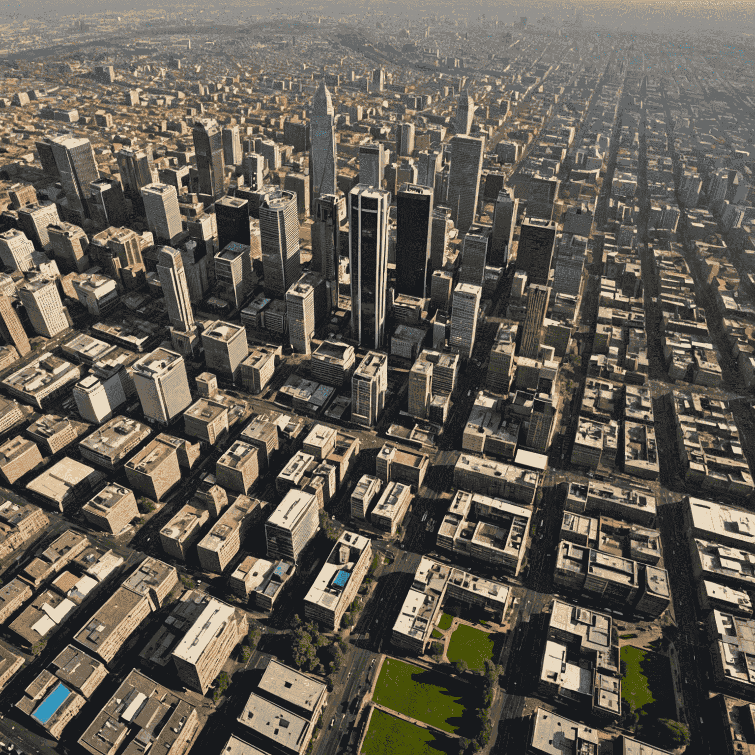 Aerial view of Johannesburg, South Africa's largest city and economic hub