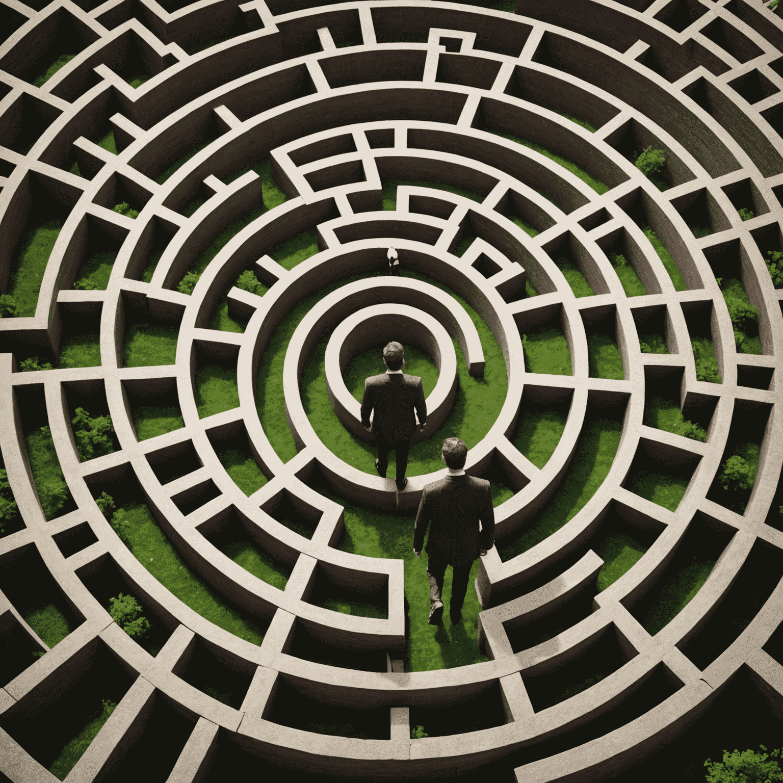 A businessman navigating through a maze, symbolizing the challenges of doing business in South Africa.