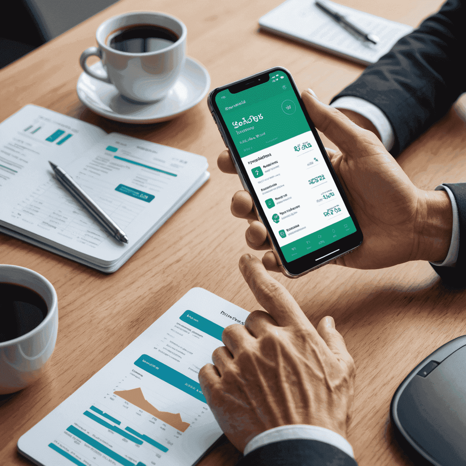 A person using a smartphone to manage their finances with advanced fintech apps